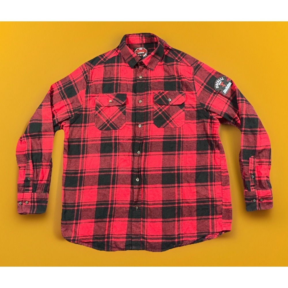 Angry Minnow Fireball Flannel Shirt Mens XL Red & Black Buffalo Plaid Check